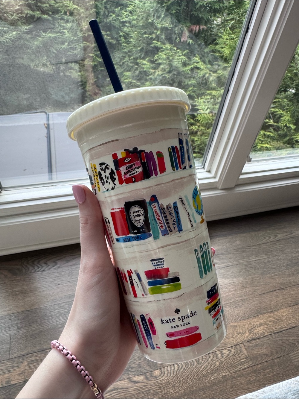kate spade New York White Multicolor Book Shelf Print Tumbler